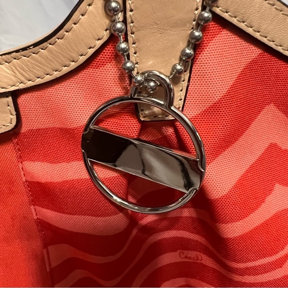 COACH Devin Signature Orange Zebra Print Large Shoulder Bag #F24022 - Picture 14 of 16